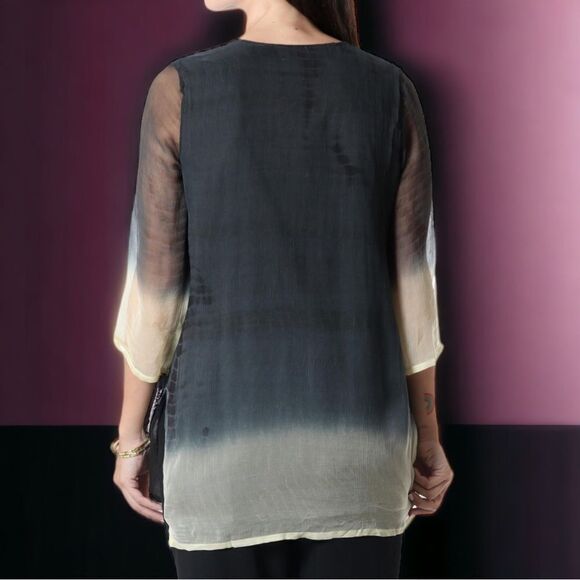 NOVICA Tie-Dye Beaded Viscose Tunic Top S - Picture 8 of 12